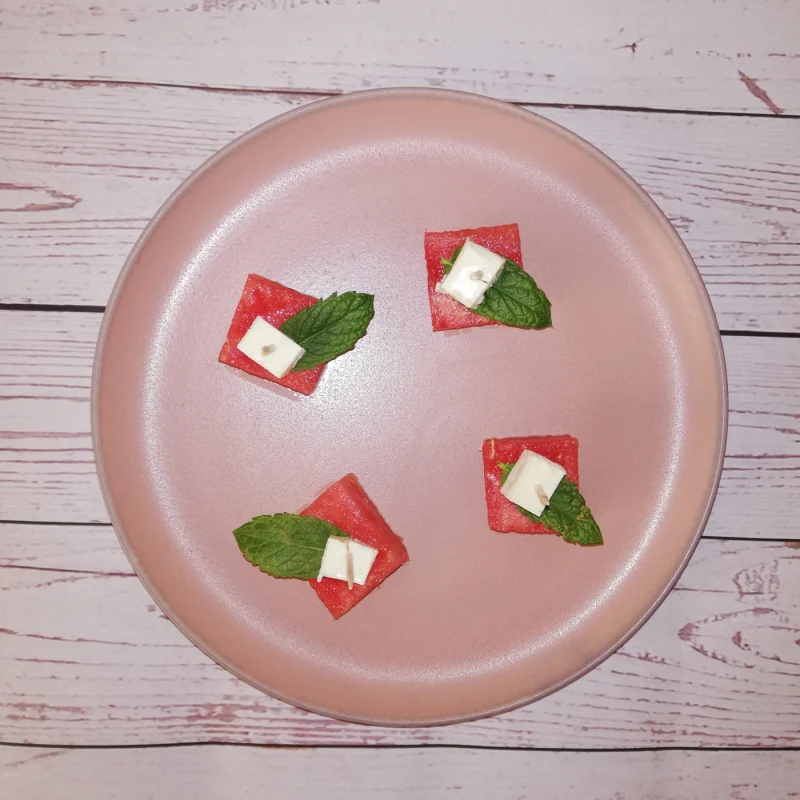Watermeloen met feta en munt